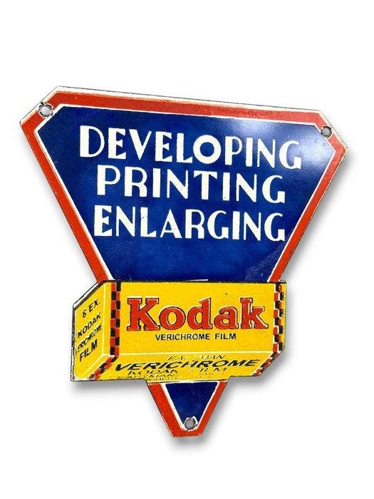Kodak - Emaille plaat - Emaille, Antiek en Kunst, Antiek | Wandborden en Tegels