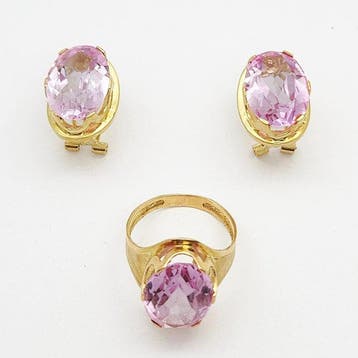 Ring - 18 karaat Geel goud - 15.00ct. tw. Synthetische
