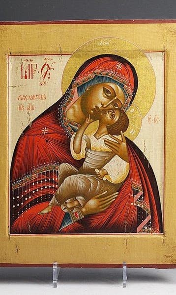 Icône - Notre-Dame de Vladimir - Bois, Antiquités & Art