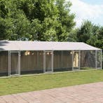 vidaXL Hondenhok met dak en deuren 12x2x2 m gegalvaniseerd, Verzenden