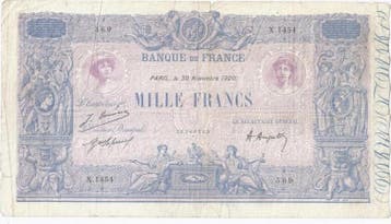 1 000 Francs France Fay 36/36 1000 Francs Bleu Et Rose 30..., Verzenden, België
