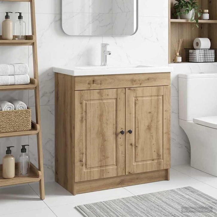 vidaXL Badkamer onder Wastafel Kast Artisanaal eiken, Huis en Inrichting, Tafels | Kaptafels, Nieuw, Verzenden