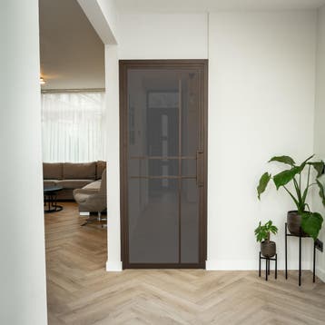 Stalen Binnendeur Brons 6 Vlaks Rook glas Luxe design, Doe-het-zelf en Bouw, Minder dan 80 cm, Binnendeur, Nieuw, Metaal
