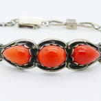 Zonder minimumprijs - Armband Zilver Bloedkoraal - Art deco, Nieuw