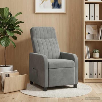 vidaXL Recliner Donkergrijs fluweel, Verzenden