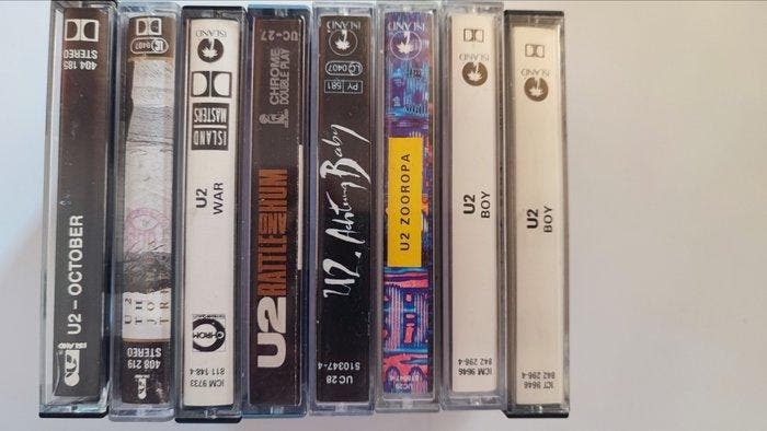 U2 - Collection of 8 x tapes - Audiocassette - 1980, Cd's en Dvd's, Vinyl Singles