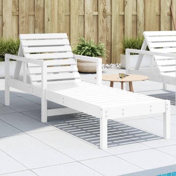 vidaXL Ligstoel 199,5x62x55 cm massief grenenhout wit, Tuin en Terras, Verzenden, Nieuw