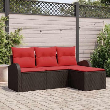 vidaXL Tuinbank Set Bruin poly rattan, Verzenden, Nieuw