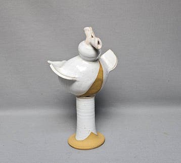 Beeldje - abstracte vogelsculptuur - Steengoed, Antiek en Kunst
