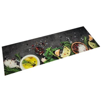 vidaXL Keukenmat wasbaar kruidenprint 60x180 cm fluweel, Verzenden