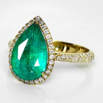 Zonder minimumprijs - Ring - 14 karaat IGI 3.33 ct Zambiaans