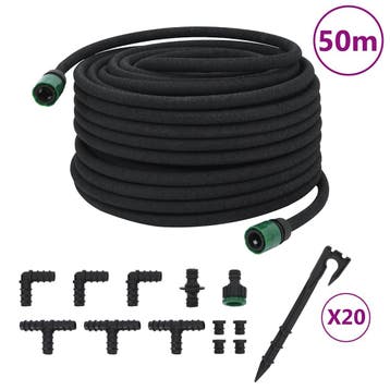 vidaXL Druppelslang 0,6 50 m rubber zwart, Tuin en Terras, Verzenden, Nieuw