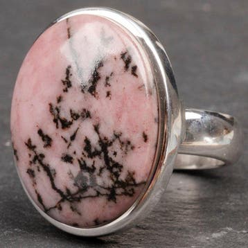 925 Zilveren Ring met Roze rhodochrosiet – Australisch -