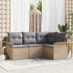 vidaXL Tuinbank Set met opslag 4 pcs Beige poly rattan, Tuin en Terras, Verzenden, Nieuw