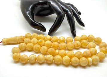 Tesbih misbaha chapelet de prière – perles d’ambre blanc