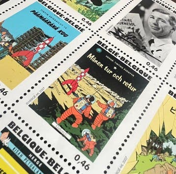 Tintin - 2 Postzegels - Belgian Post-Tim & Struppi (Tintin)