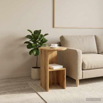 vidaXL Bijzettafel Artisanaal eiken Ø 39,5 x 55 cm Bewerkt, Verzenden