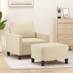 vidaXL Fauteuil met voetenbank 60 cm stof crèmekleurig, Verzenden, Nieuw