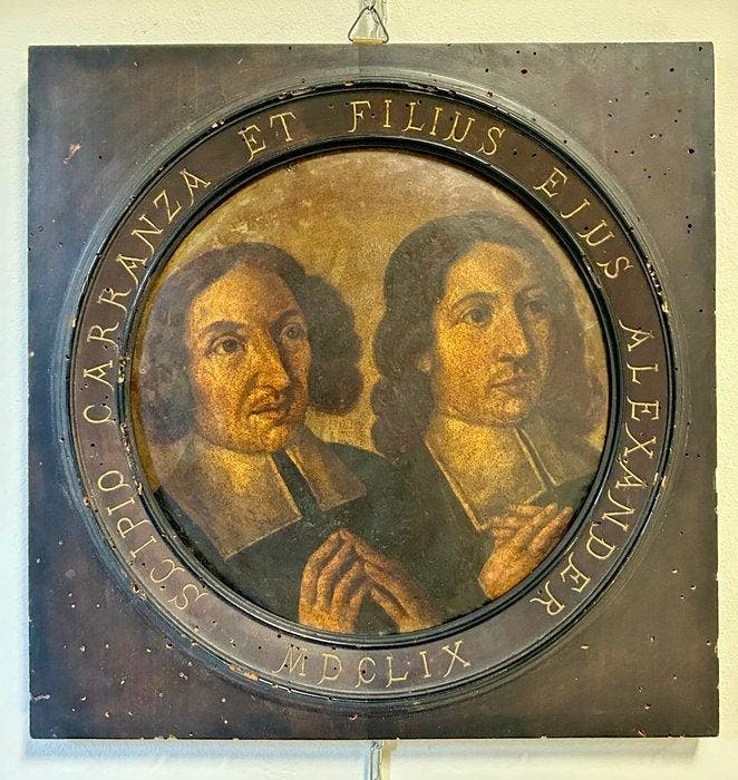 Scuola italica-spagnola (XVII) - Ritratto devozionale di, Antiquités & Art, Art | Peinture | Classique