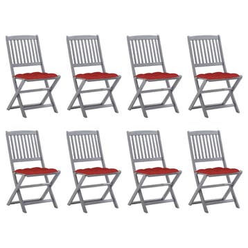 vidaXL Inklapbare stoelen 8 st met kussens massief, Verzenden, Nieuw