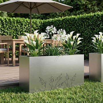 vidaXL Plantenbak zilver 100 x 30 x 49 cm Roestvrij staal, Verzenden, Nieuw