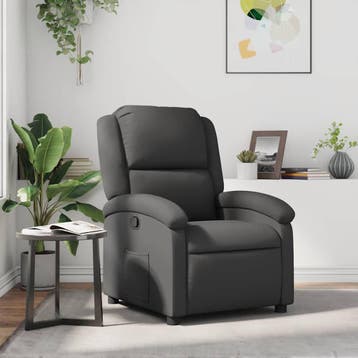 Fauteuil leer grijs | Retour deal | Snel weg = weg, Huis en Inrichting, Gebruikt, Verzenden, 75 tot 100 cm, 50 tot 75 cm