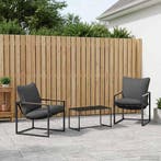 vidaXL Tuinbank Set 3 pcs Zwart en Anthraciet Staal, Verzenden