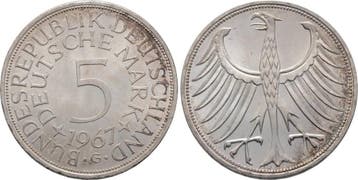 5 duitse Mark 1967 G 5 Mark Kursmunten Bondsrepubliek Dui..., Verzenden