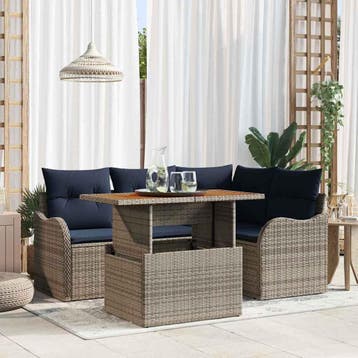 vidaXL Tuinbank Set 5 st 4-Aantal zitplaatsen Grijs en, Tuin en Terras, Verzenden, Nieuw