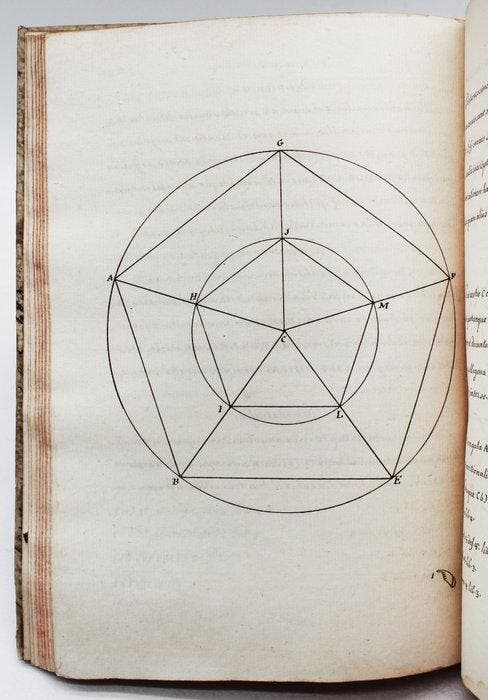 S.A. - Elementorum Geometria Libri IV - 1850, Antiquités & Art, Antiquités | Livres & Manuscrits