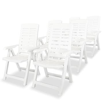vidaXL Verstelbare klapstoelen, 6 stuks, wit plastic, Verzenden, Nieuw