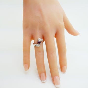 Bague de cocktail - 18 carats Or blanc - 0.90ct. tw. Rubis -