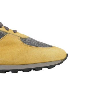 ISAIA NAPOLI - 6 UK - 40 IT - Sneakers Yellow Suede & Grey, Nieuw