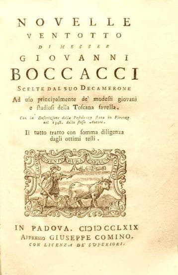 Boccaccio Giovanni. - Novelle Ventotto. Prima Edizione.