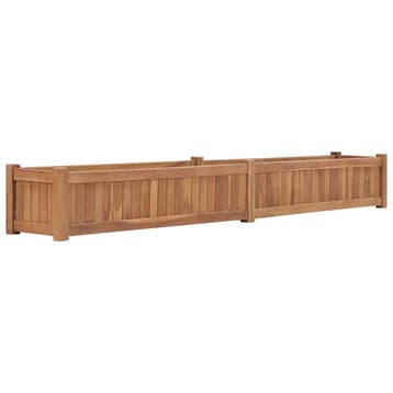 vidaXL Plantenbak verhoogd 200x30x25 cm massief teakhout, Tuin en Terras, Verzenden, Nieuw