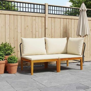 vidaXL 2 st Tuin Lounge Set met Kussens Massief acaciahout &, Verzenden, Nieuw