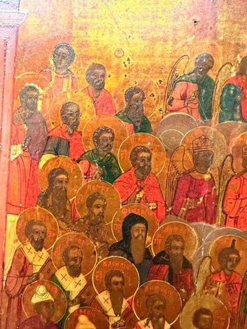 Icoon - Pokrov van de Moeder Gods - Hout