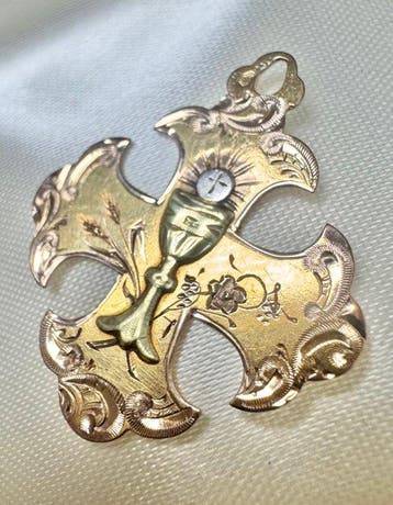 Kruishanger - 18 karaat Antieke Franse eucharistische