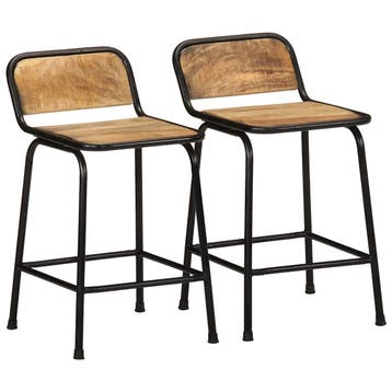 vidaXL Barkrukken 2 st 46x35,5x70 cm massief hout ruw, Huis en Inrichting, Verzenden, Nieuw