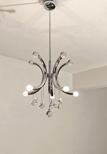 Gaetano Sciolari, attri. - Lustre - Verre, Chrome - Design