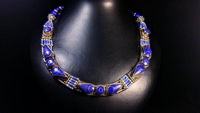 Vintage lapis lazuli handgemaakt ketting - Halsketting, Antiek en Kunst, Curiosa en Brocante