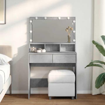 vidaXL Kaptafel met LED 80x41x134,5 cm betongrijs, Huis en Inrichting, Verzenden, Nieuw