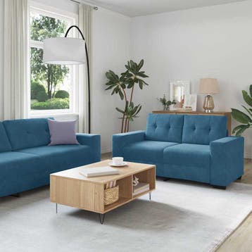 vidaXL bank / zetelstel 3 st Blauw Fluweel, Verzenden, Nieuw