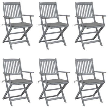vidaXL Inklapbare stoelen 6 st met kussens massief, Verzenden, Nieuw