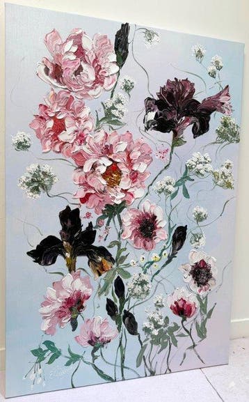 Ekaterina Dzuba (1982) - Pivoines et Iris _ 120x80cm.