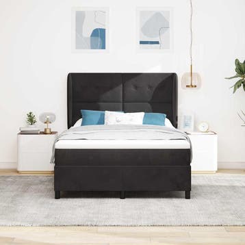 vidaXL Boxspring bed met hoofdeinde Zwart 200 x 140 cm, Verzenden, Nieuw