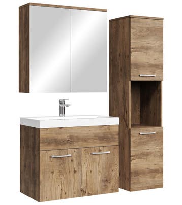 Badkamermeubel Set Montreal 60 cm Bruin Eiken Badmeubel, Verzenden, Nieuw