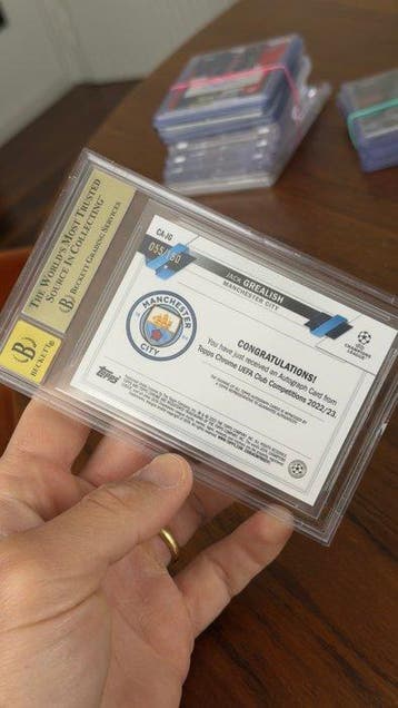 2022/23 Topps Chrome UCL Jack Grealish Gesigneerde kaart,, Nieuw