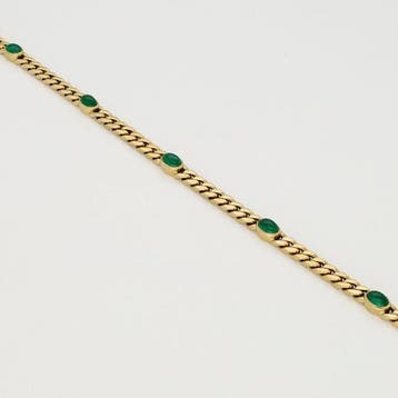 Bracelet - 18 carats Or jaune - Chrysopraas