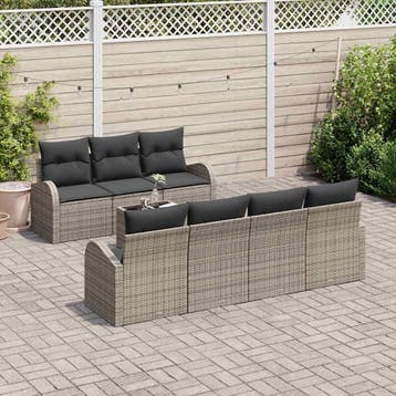 vidaXL Tuinbank Set 8 st 7-Aantal zitplaatsen Grijs poly, Verzenden, Nieuw